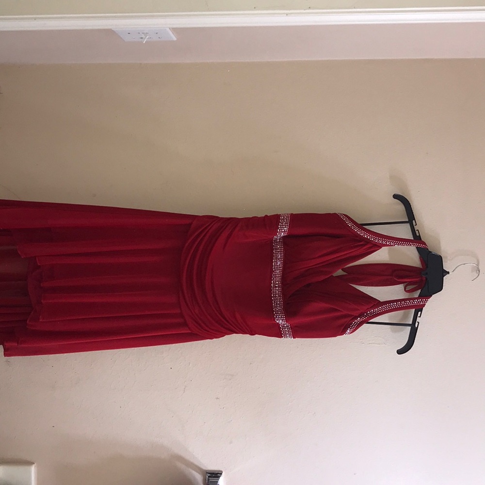 Red high low dress